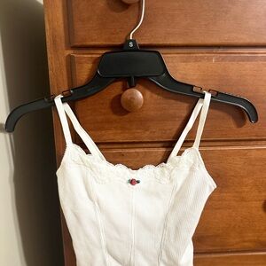White Lace Trim Tank Top